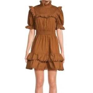 Stellah Brown Ruffled Dress
